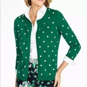 Talbots Cardigan - Green w/white dots
